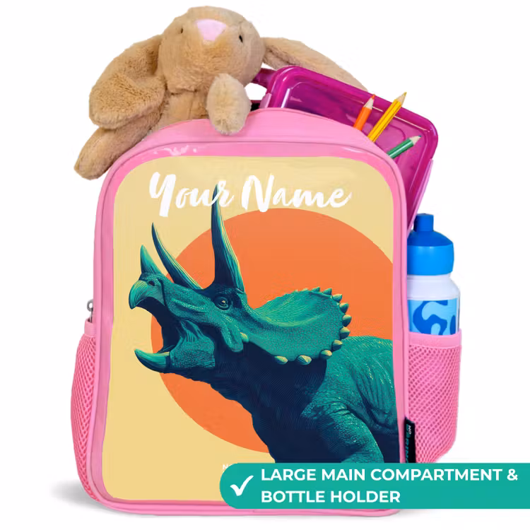 Kids backpack - Pink - Dino - Triceratops - Animal — 2
