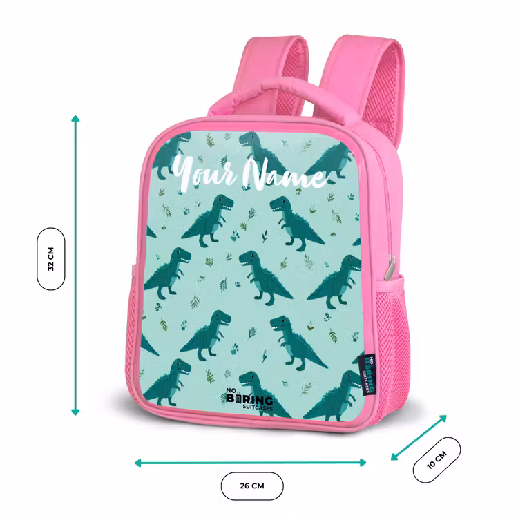 Kids backpack - Pink - Dinos - Pattern - Green — 3