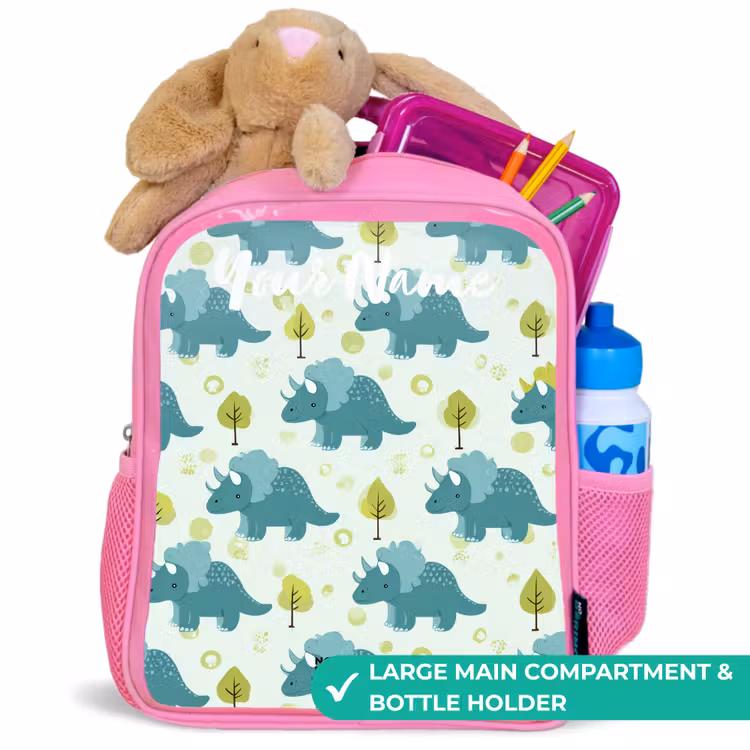 Kids backpack - Pink - Dinos - Pattern - Nature — 2