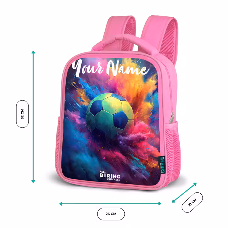 Kids backpack with name - Pink - Neon - Ball - Colorful — 3
