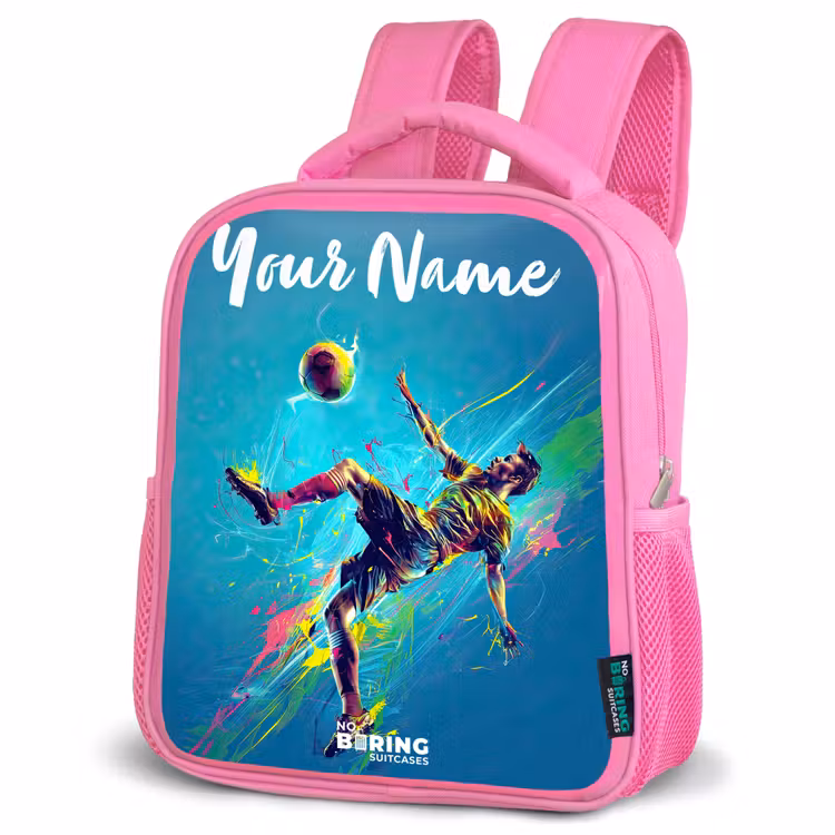 Kids backpack with name - Pink - Neon - Football - Kick - Colorful — 4