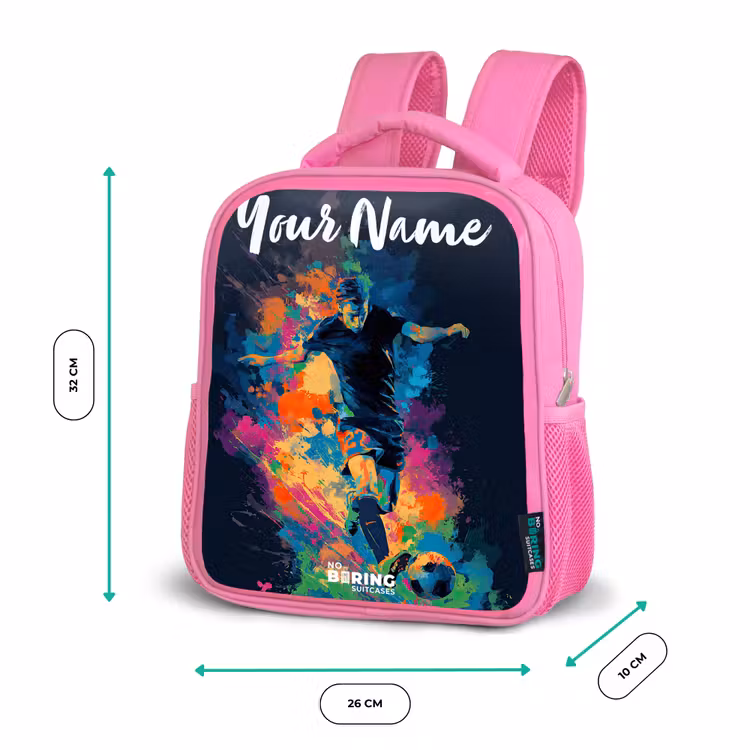 Kids backpack with name - Pink - Neon - Footballer - Colorful — 3