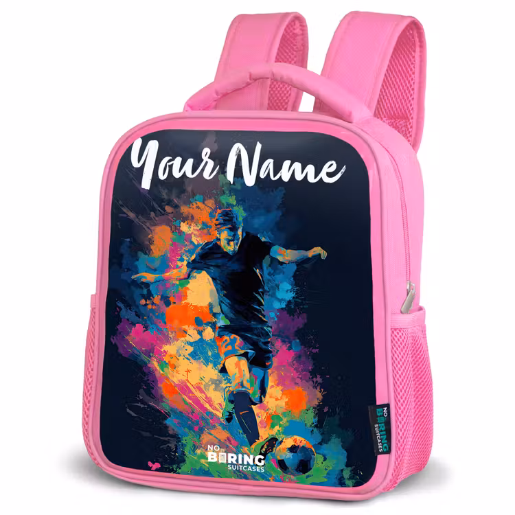 Kids backpack with name - Pink - Neon - Footballer - Colorful — 4