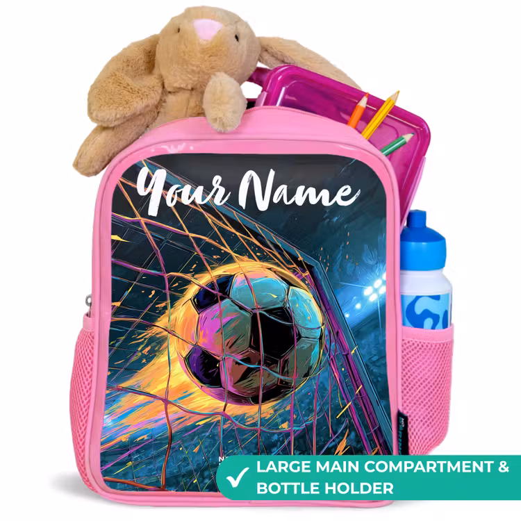 Kids backpack with name - Pink - Neon - Net - Football - Colorful — 2