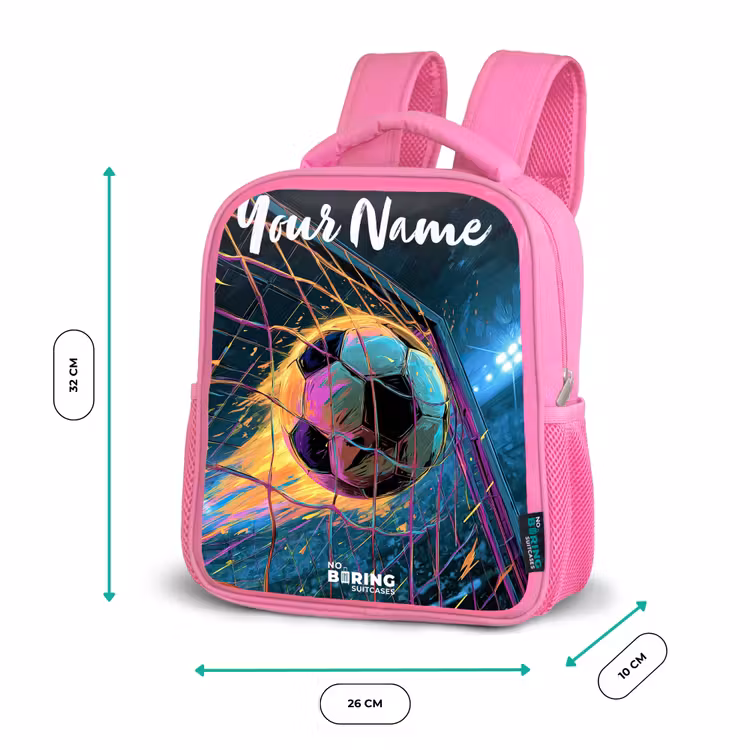 Kids backpack with name - Pink - Neon - Net - Football - Colorful — 3