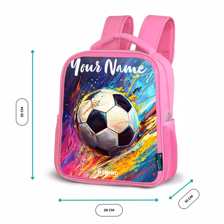 Kids backpack with name - Pink - Neon - Soccer - Colorful — 3