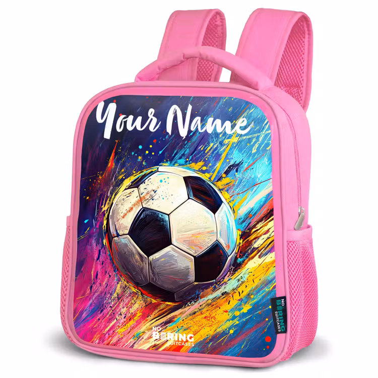 Kids backpack with name - Pink - Neon - Soccer - Colorful — 4