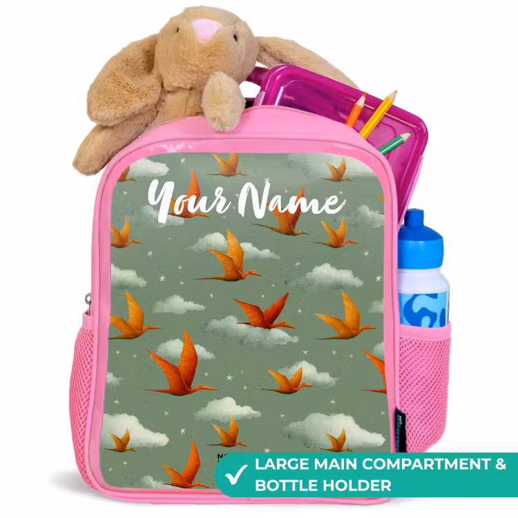 Kids backpack - Pink - Pattern - Dino - Pterosaurs — 2