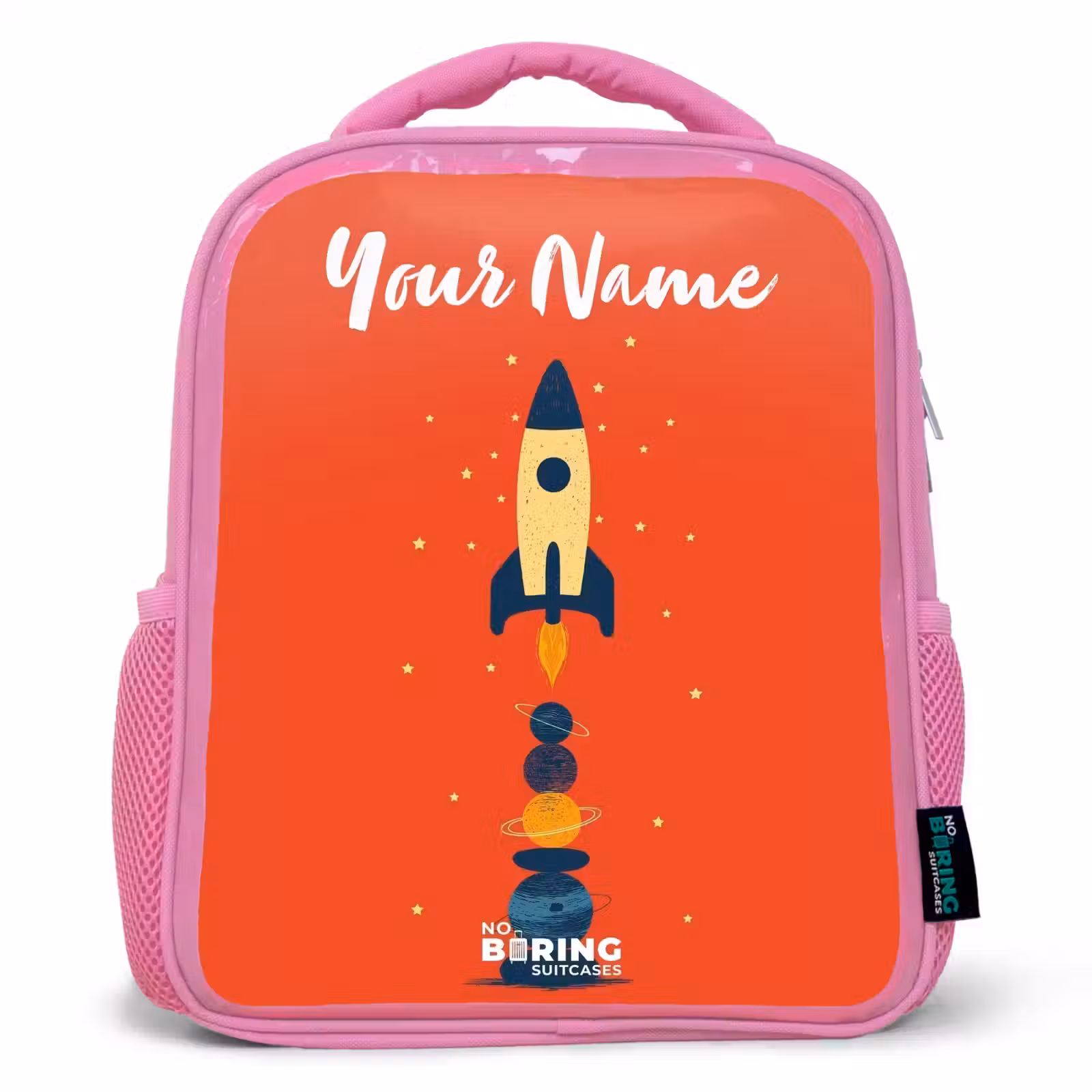 Kids backpack - Pink - Rocket - Stars - Planets — 1