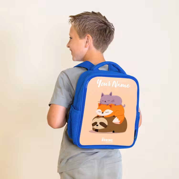 Kids backpack - Blue - Animals - Sleep - Together — 2