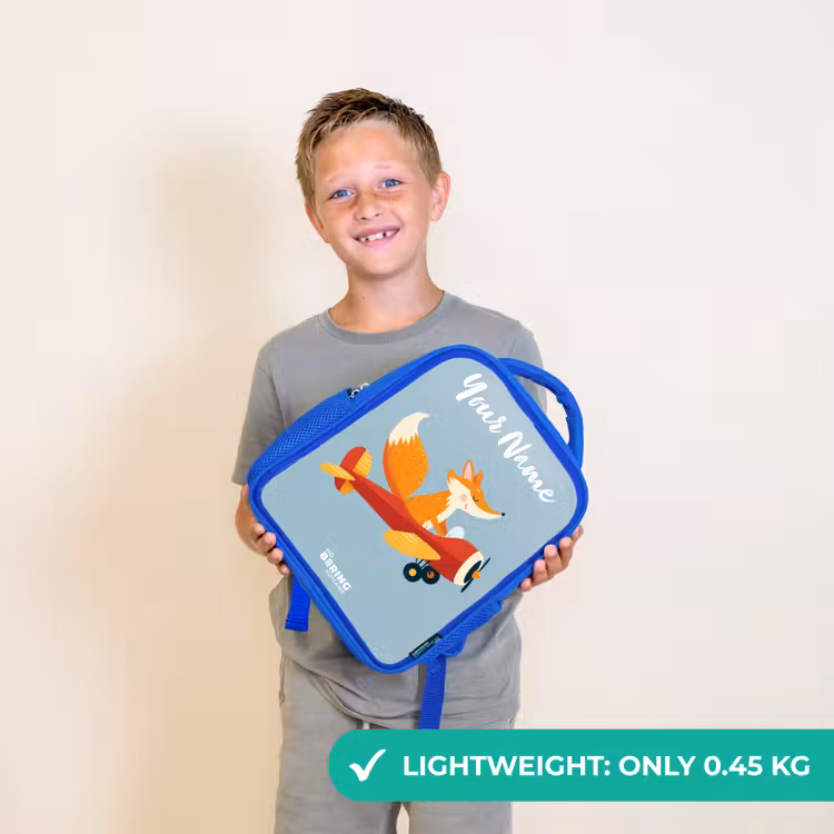 Kids backpack - Blue - Fox - Airplane - Flies — 3