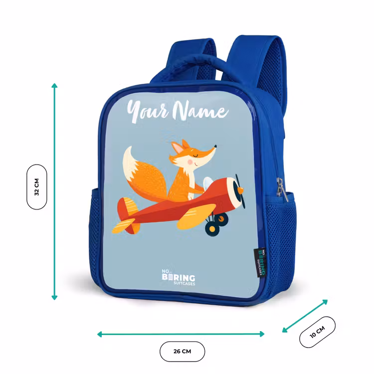 Kids backpack - Blue - Fox - Airplane - Flies — 6