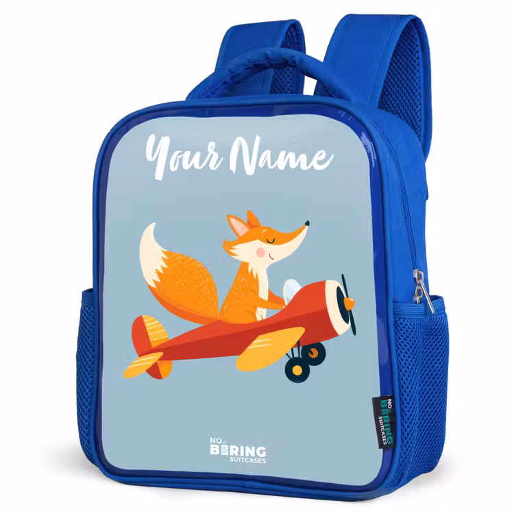 Kids backpack - Blue - Fox - Airplane - Flies — 7