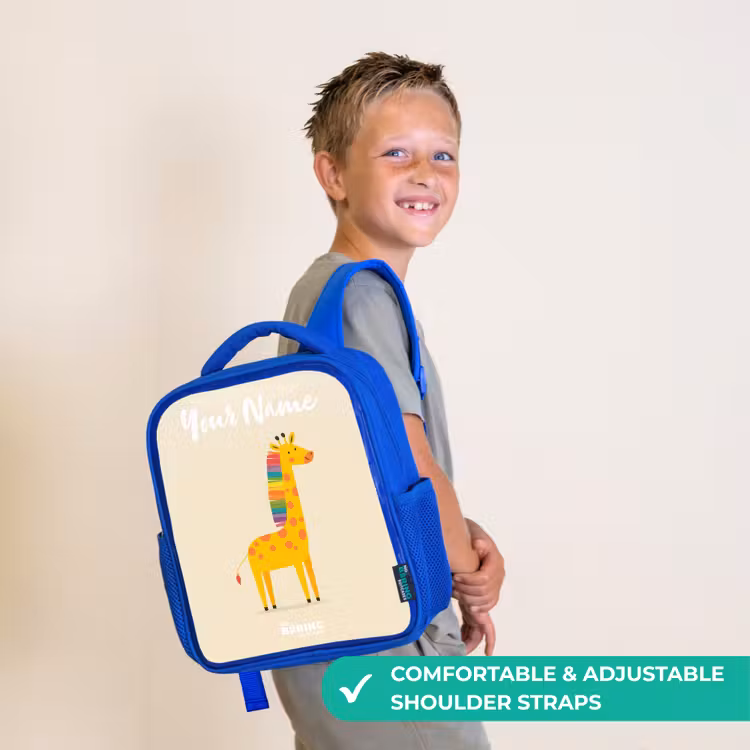 Kids backpack - Blue - Giraffe - Animal - Colorful — 4
