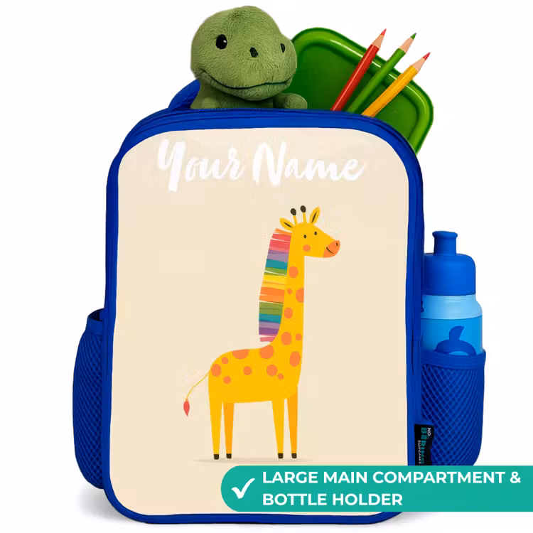 Kids backpack - Blue - Giraffe - Animal - Colorful — 5