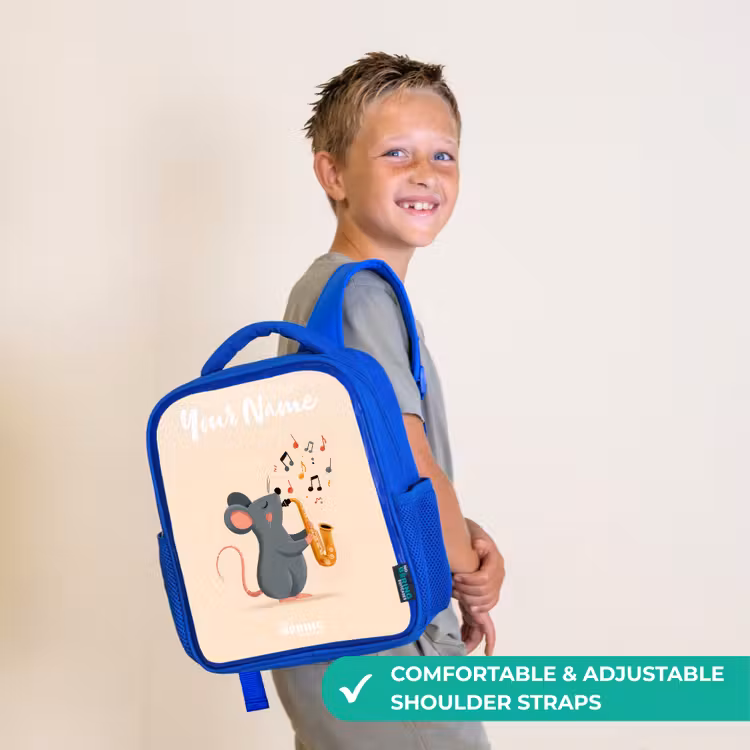 Kids backpack - Blue - Mouse - Saxophone - Music — 4