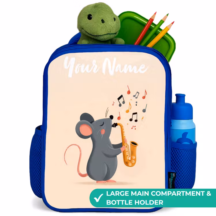 Kids backpack - Blue - Mouse - Saxophone - Music — 5