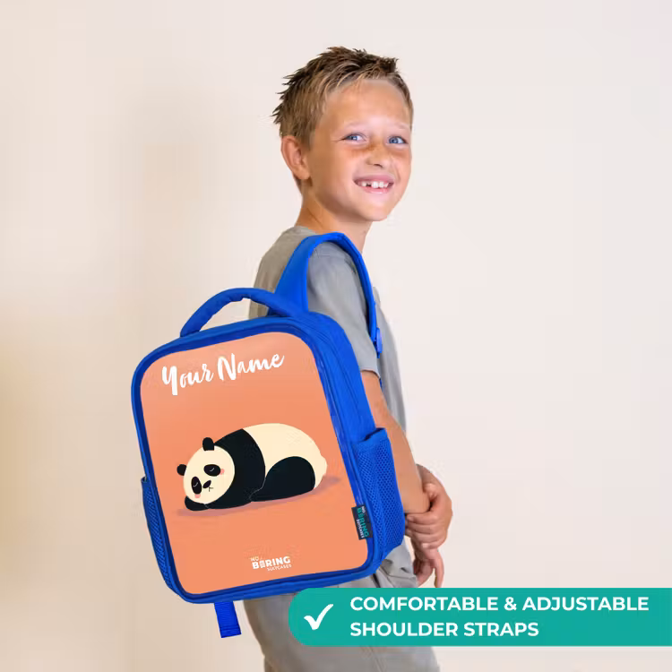 Kids backpack - Blue - Panda - Sleeping - Orange — 4