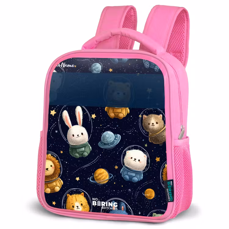 Kids backpack - Pink - Animals - Astronaut - Planets - Stars — 4