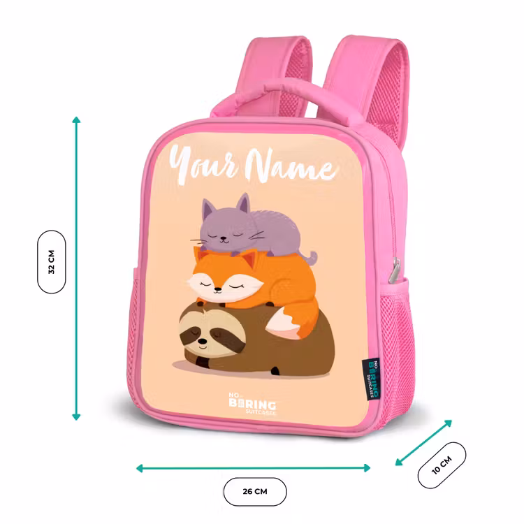 Kids backpack - Pink - Animals - Sleep - Together — 3