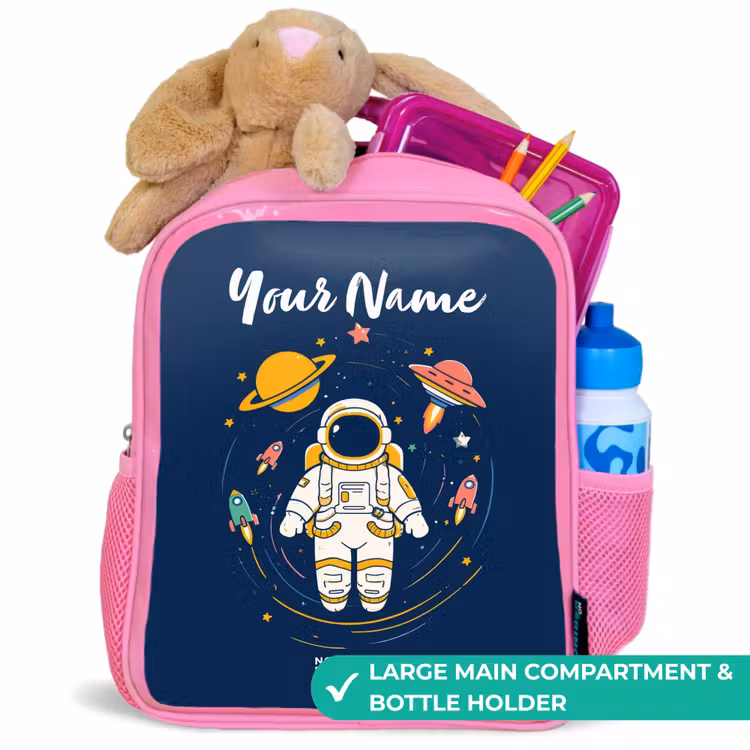 Kids backpack - Pink - Astronaut - Planet - Stars - Rocket — 2