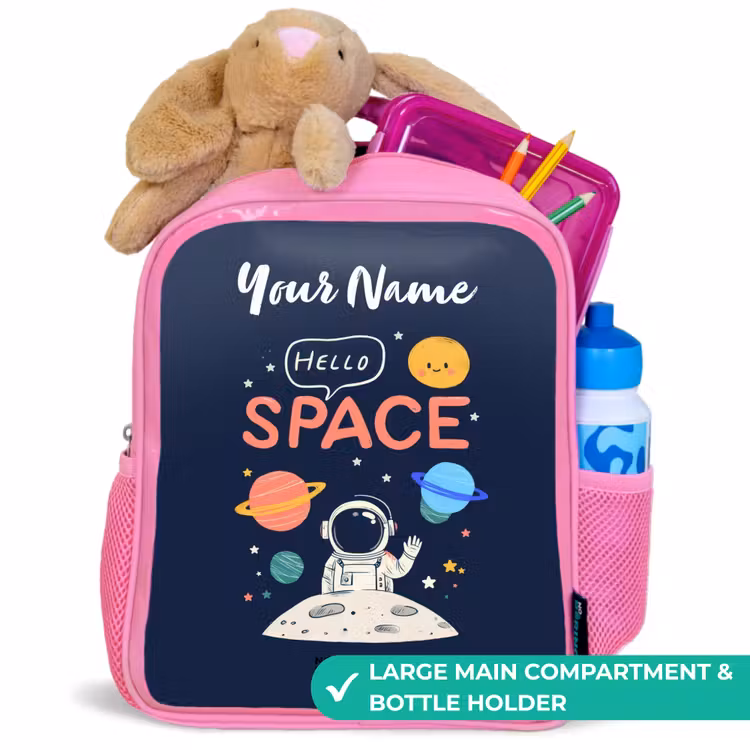Kids backpack - Pink - Astronaut - Quote - Planets - Stars — 2