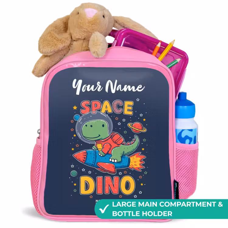 Kids backpack - Pink - Dinosaur - Green - Rocket - Starry Sky — 2