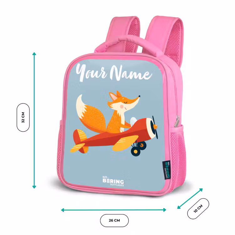 Kids backpack - Pink - Fox - Airplane - Flies — 3