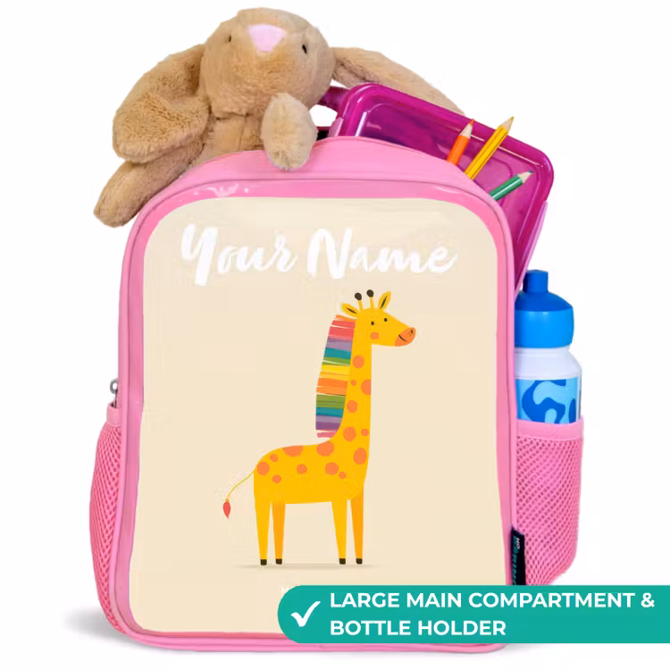 Kids backpack - Pink - Giraffe - Animal - Colorful — 2