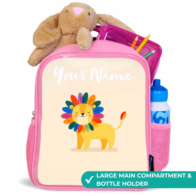 Kids backpack - Pink - Lion - Mane - Colorful — 2