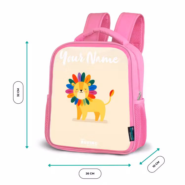 Kids backpack - Pink - Lion - Mane - Colorful — 3