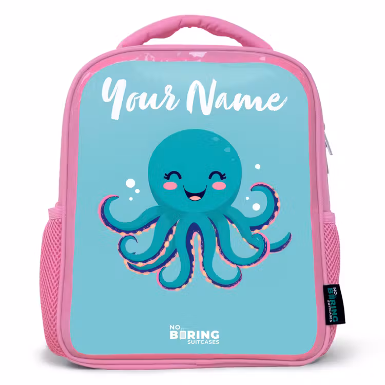 Kids backpack - Pink - Octopus - Water - Blue — 1