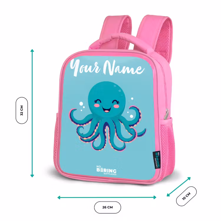 Kids backpack - Pink - Octopus - Water - Blue — 3