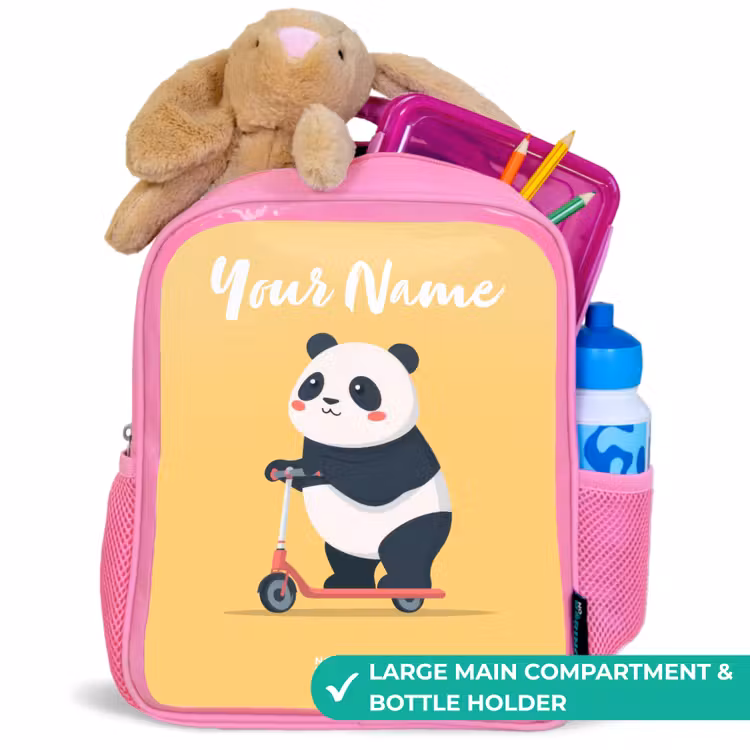 Kids backpack - Pink - Panda - Step - Yellow — 2