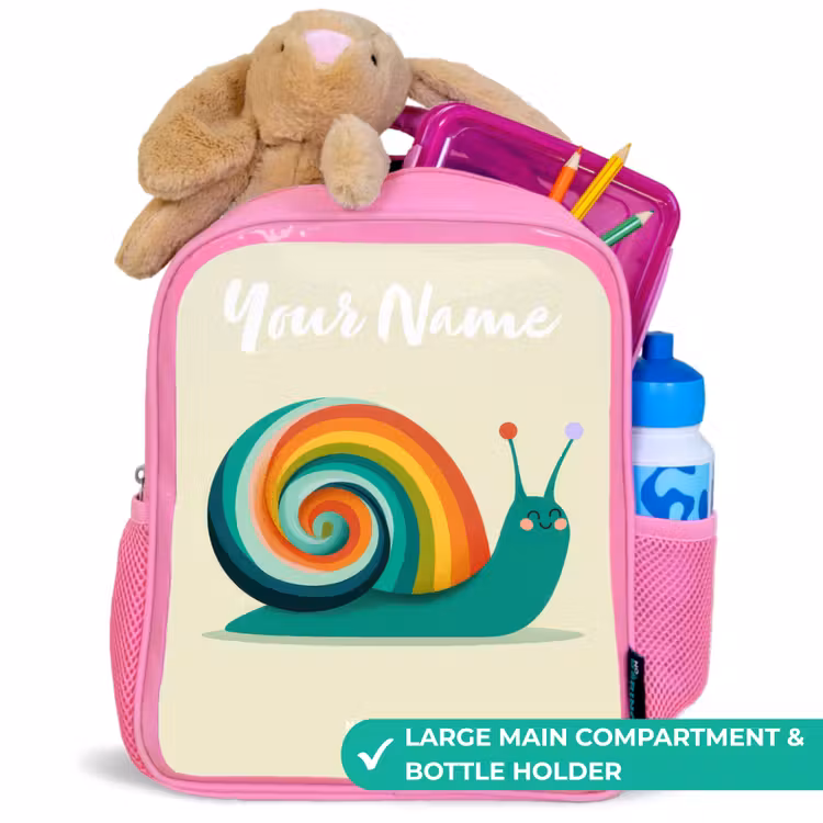 Kids backpack - Pink - Snail - Rainbow - Colorful — 2