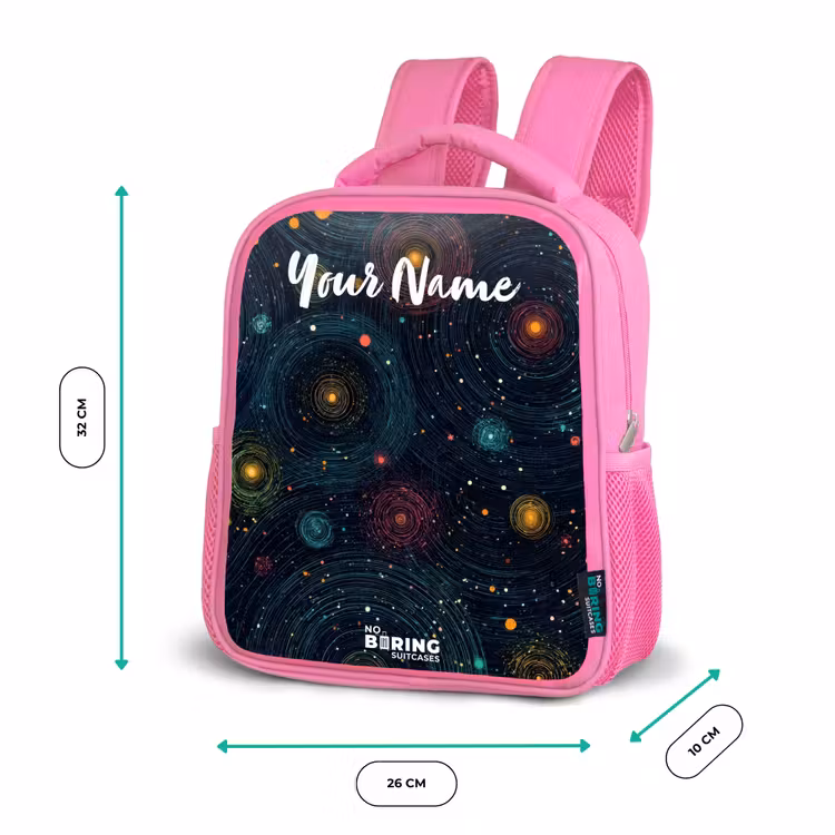 Kids backpack - Pink - Stars - Planets - Colorful — 3