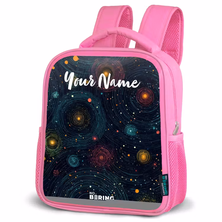 Kids backpack - Pink - Stars - Planets - Colorful — 4