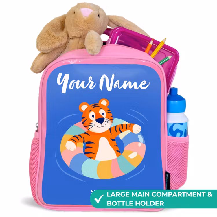 Kids backpack - Pink - Tiger - Swimming Band - Water — 2