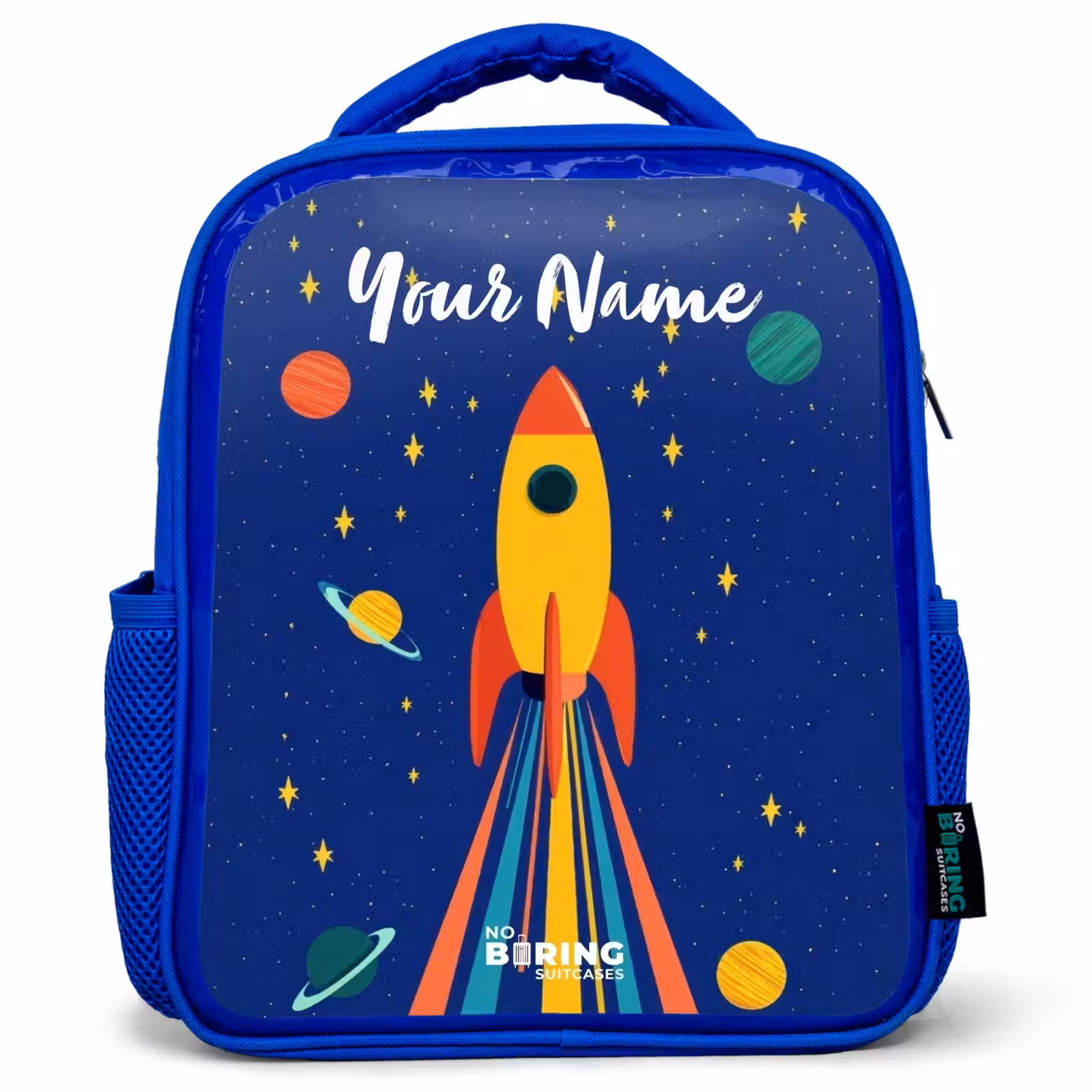 Kids backpack - Blue - Rocket - Stars - Planet - Space — 1