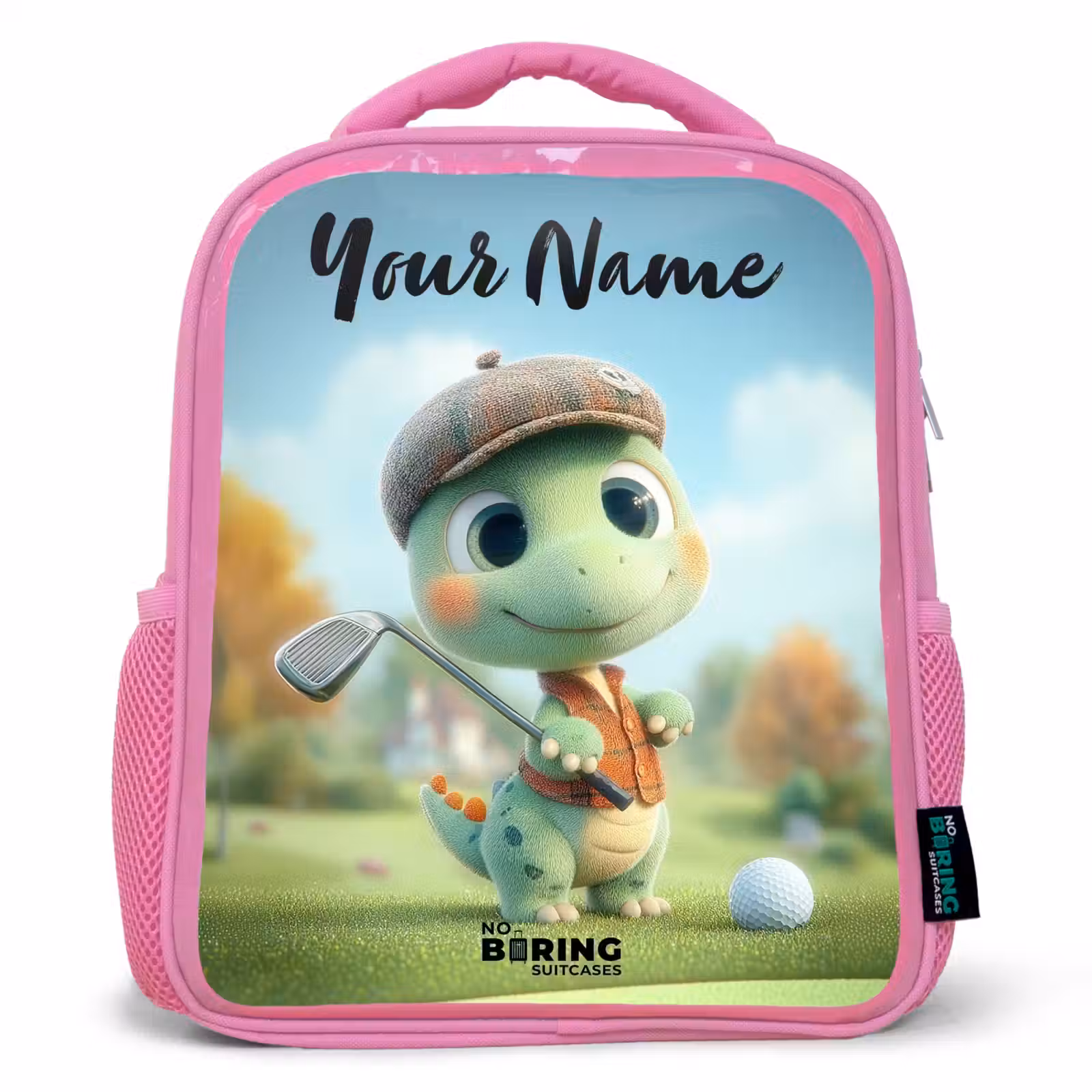 Kids backpack with name - Pink - Golf - Dino - Green — 1