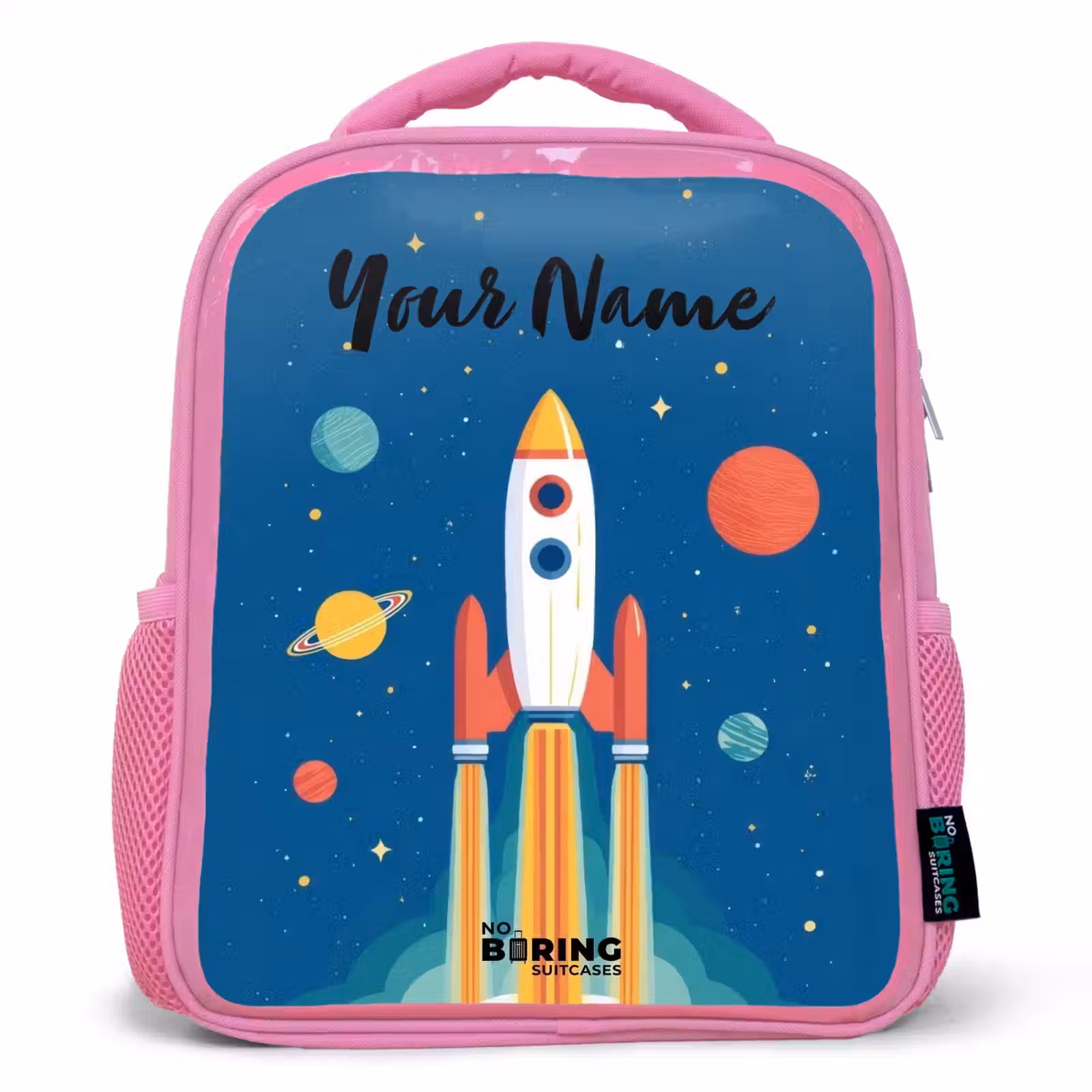 Kids backpack - Pink - Rocket - Planet - Stars - Multicolored — 1