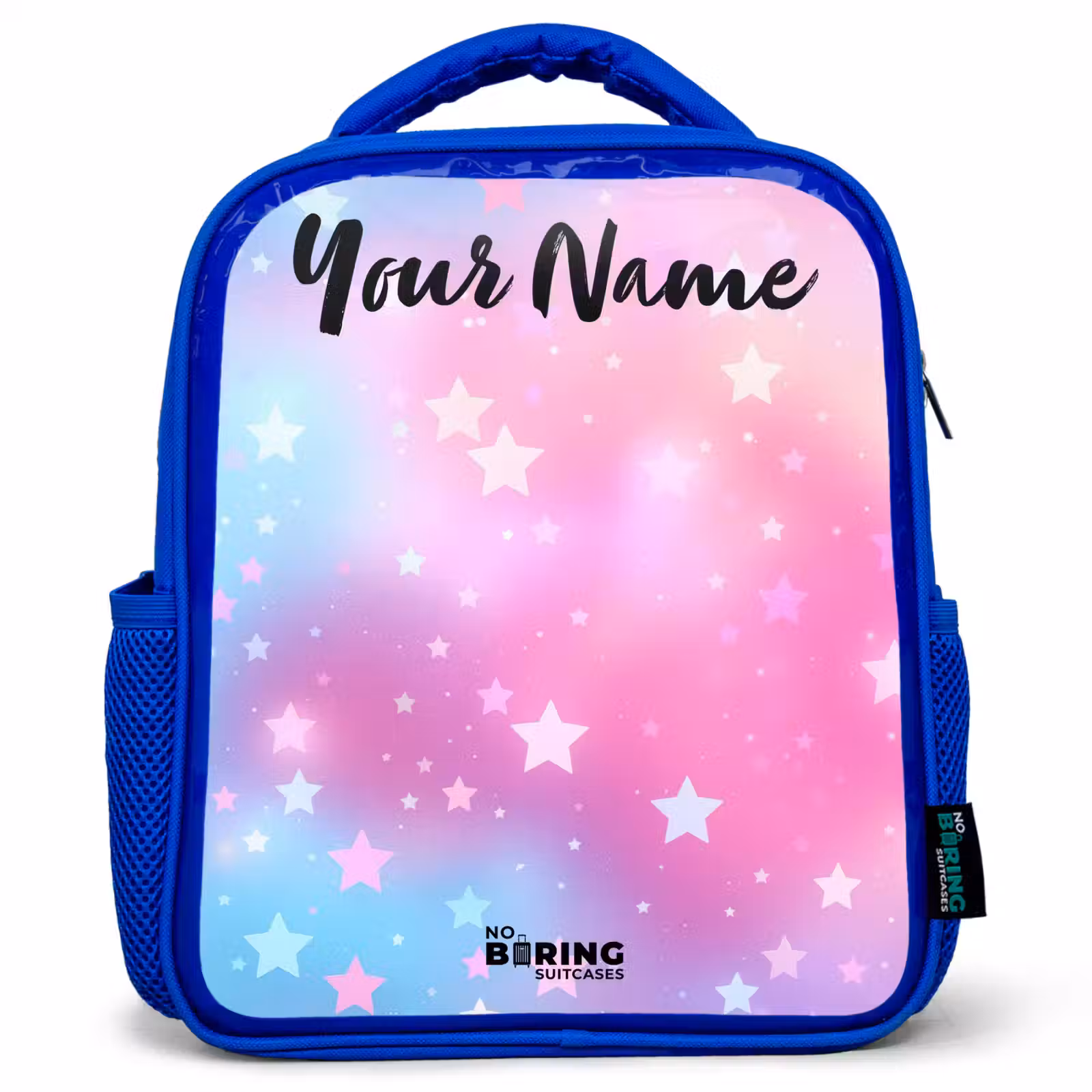 Kids backpack with name - Blue - Stars - Pink - Blue — 1