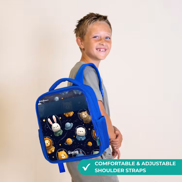 Kids backpack - Blue - Animals - Astronaut - Planets - Stars — 4