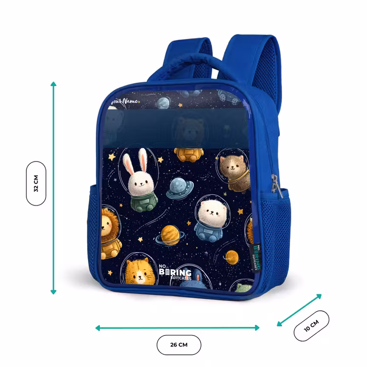 Kids backpack - Blue - Animals - Astronaut - Planets - Stars — 6