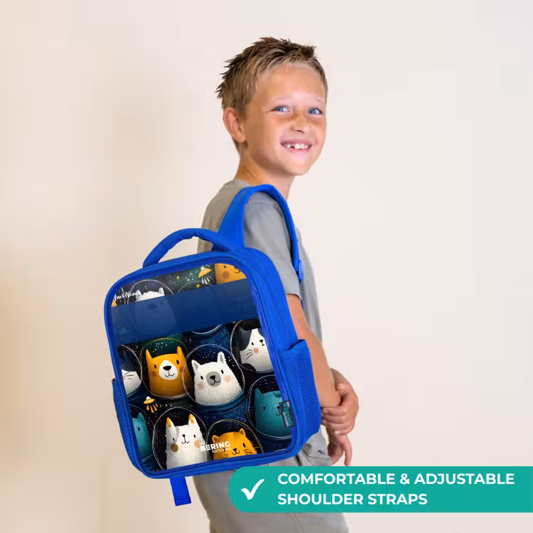 Kids backpack - Blue - Animals - Stars - Planets - Astronaut — 4