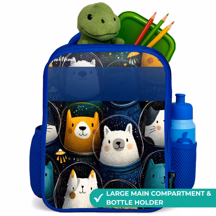 Kids backpack - Blue - Animals - Stars - Planets - Astronaut — 5