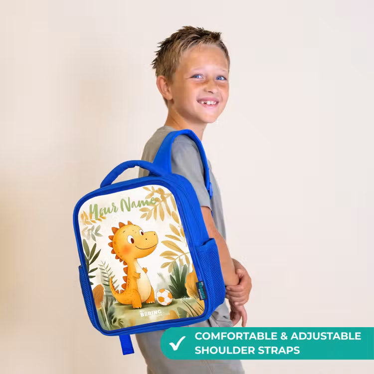 Kids backpack with name - Blue - Dino - Football - Orange — 4