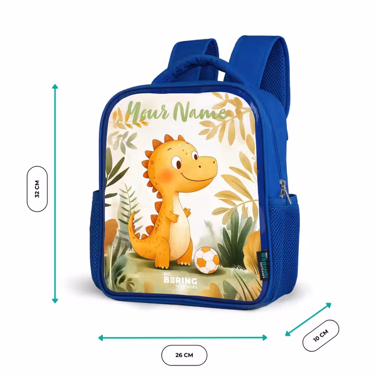 Kids backpack with name - Blue - Dino - Football - Orange — 6