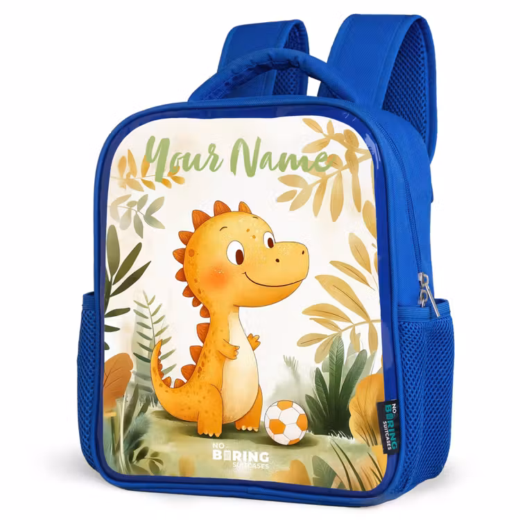 Kids backpack with name - Blue - Dino - Football - Orange — 7