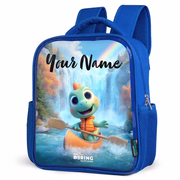 Kids backpack with name - Blue - Dino - Nature - Waterfall — 7